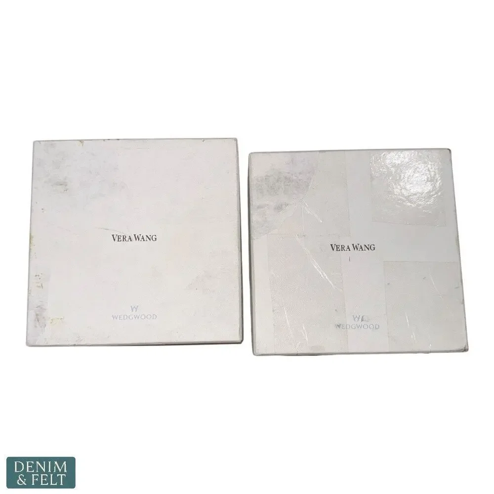 Wedgwood Crystal Votive Holder 3” Square Frosted Stripes Design Set of 2!!‎